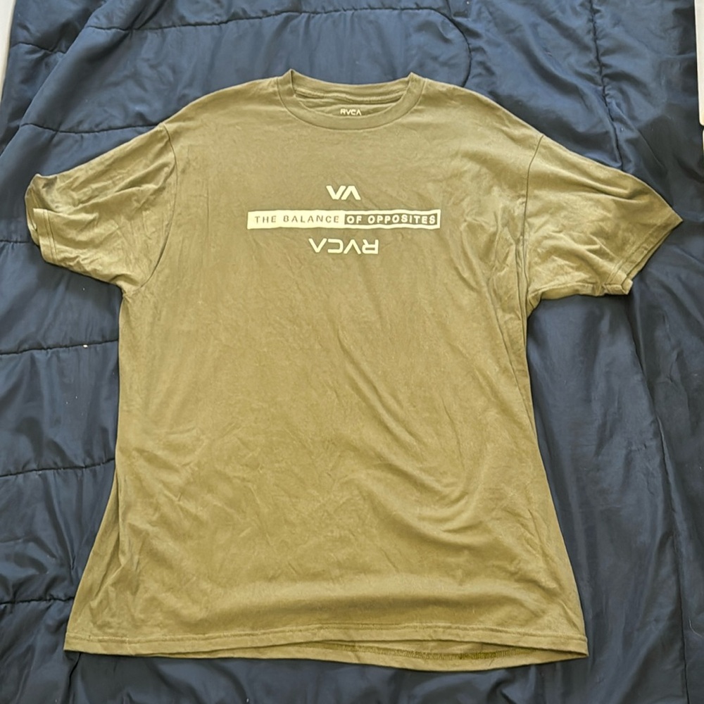 Army green large slim fit rvca shirt